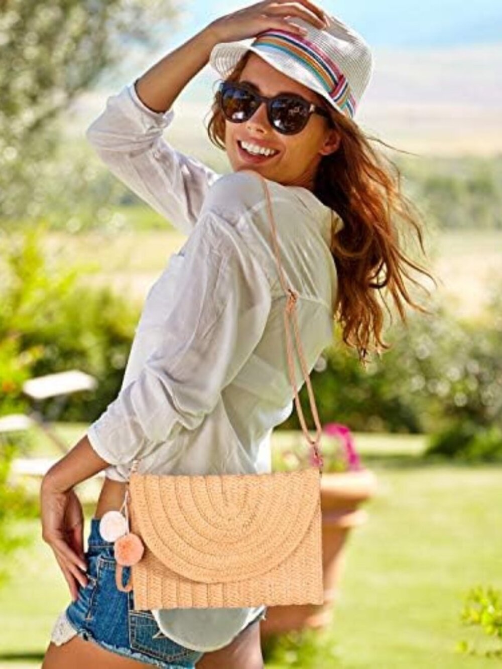 Straw Purses for Women Straw Clutch Crossbody Bag Summer Beach Shoulder Bag Wove - Picture 2 of 7